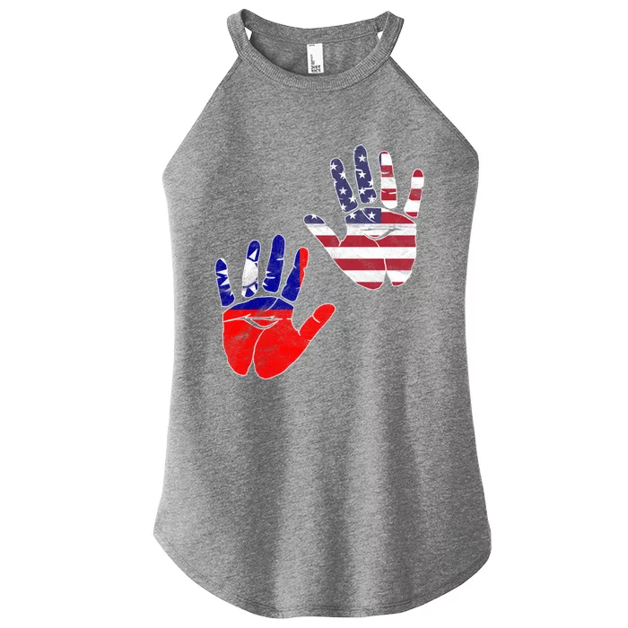 Taiwan Taiwanese Flag Proud America Hands Dna Mix Breed Meaningful Gift Women’s Perfect Tri Rocker Tank