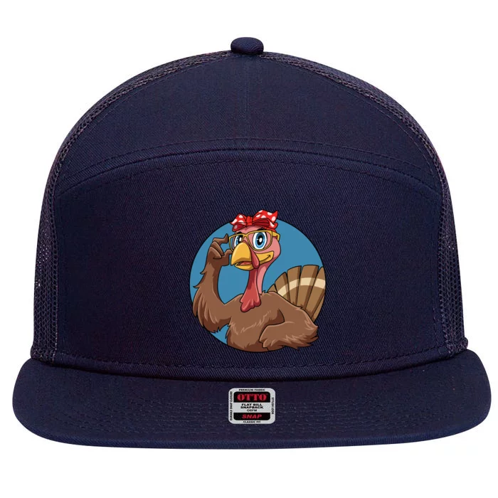 Thanksgiving Turkey For The Family Gift 7 Panel Mesh Trucker Snapback Hat