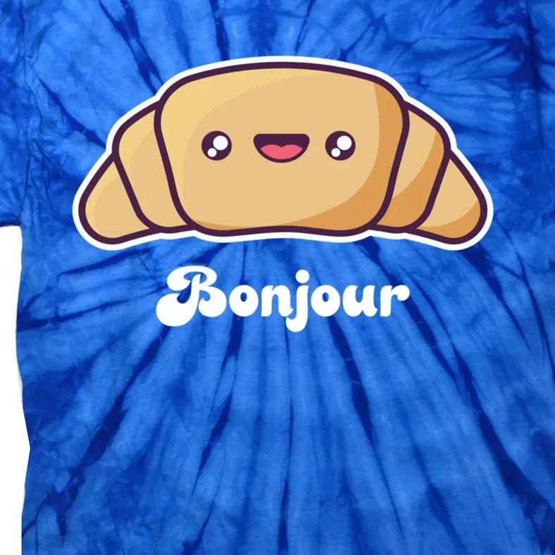 Trip To France Cute French Gift Bonjour Croissant Funny Gift Tie-Dye T-Shirt