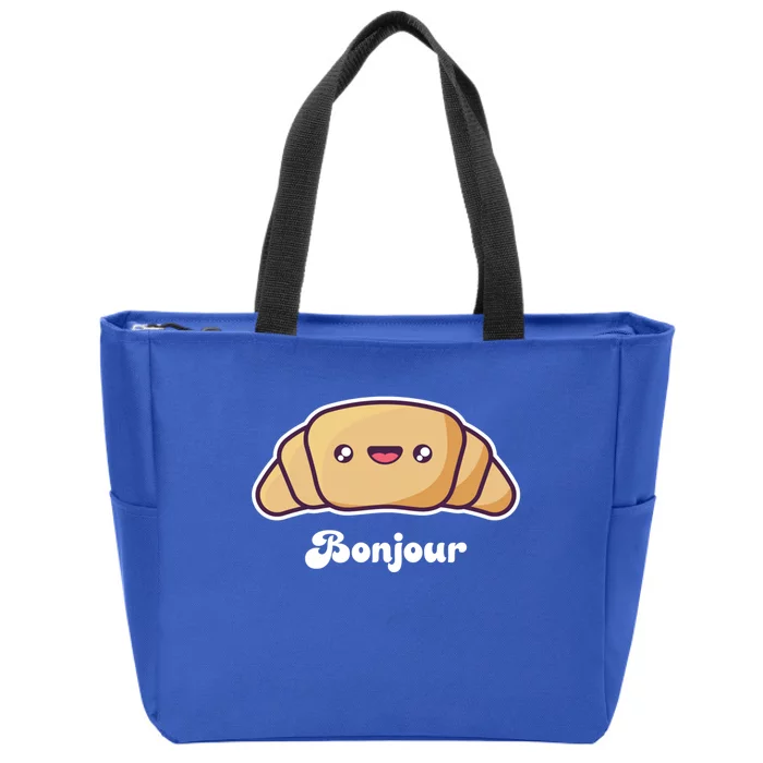 Trip To France Cute French Gift Bonjour Croissant Funny Gift Zip Tote Bag