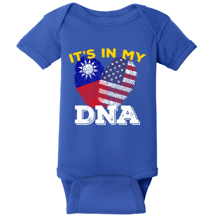 Taiwan Taiwanese Flag Proud America Imprint Dna Mix Breed Gift Baby Bodysuit