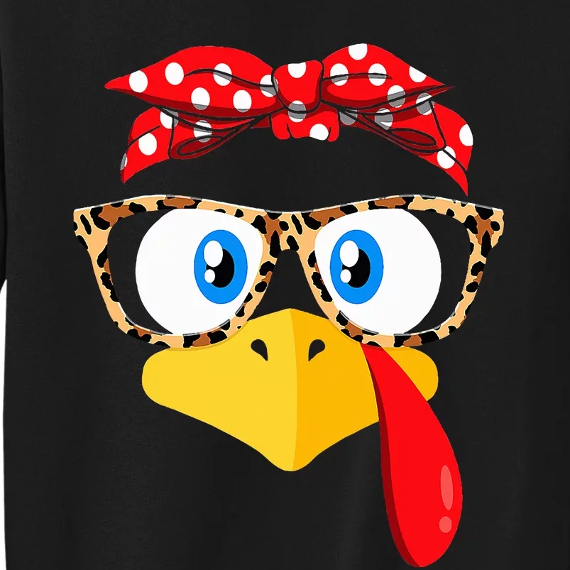 Thanksgiving Turkey Face Leopard Print Glasses Sweatshirt