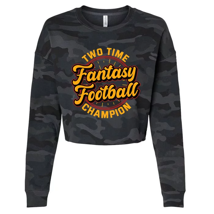 Two Time Fantasy Football Champion Champ League Draft Party Premium Cropped Pullover Crew