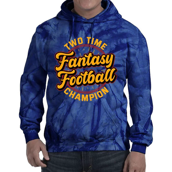 Two Time Fantasy Football Champion Champ League Draft Party Premium Tie Dye Hoodie