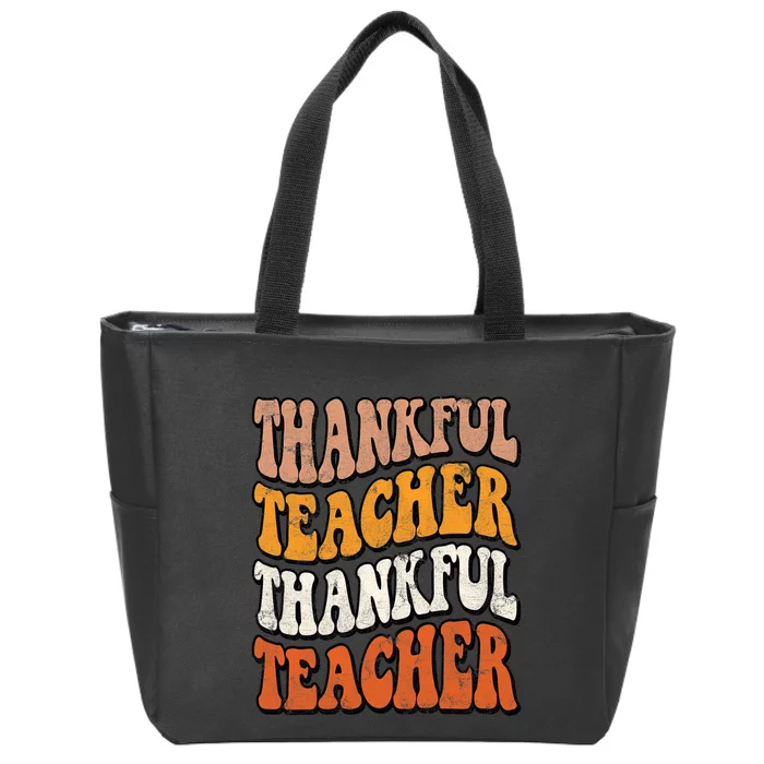 Thankful Teacher Fall Thanksgiving Elementary Classroom Zip Tote Bag