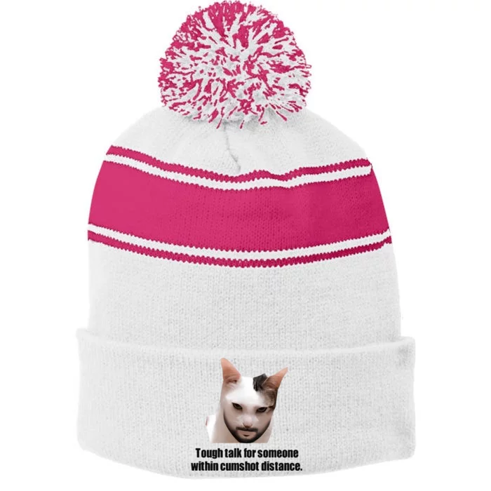 Tough Talk For Someone Within Cumshot Distance Stripe Pom Pom Beanie