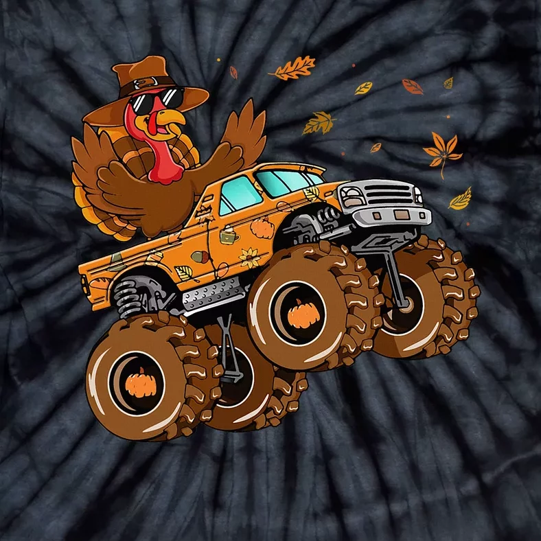 Thanksgiving Turkey Funny Riding Monster Truck Tie-Dye T-Shirt