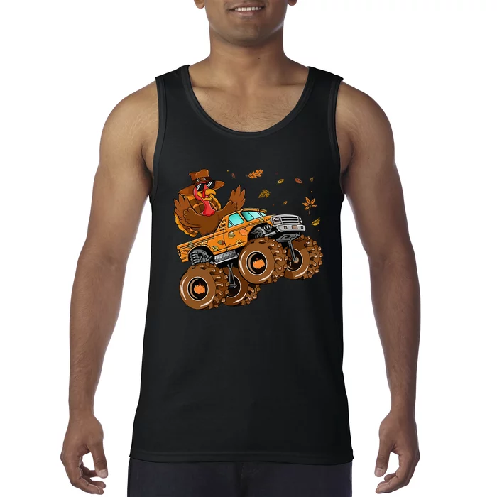 Thanksgiving Turkey Funny Riding Monster Truck Tank Top