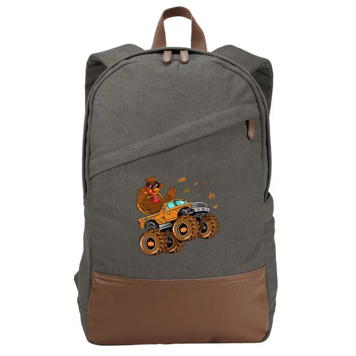 Thanksgiving Turkey Funny Riding Monster Truck Cotton Canvas Backpack