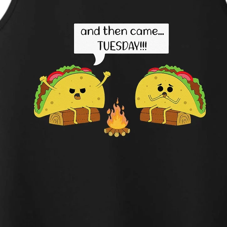 Taco Tuesday Funny Text Humour Happy Camping Jokes Performance Tank