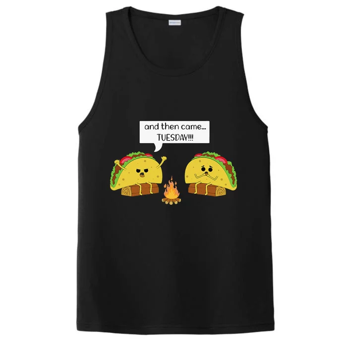 Taco Tuesday Funny Text Humour Happy Camping Jokes Performance Tank