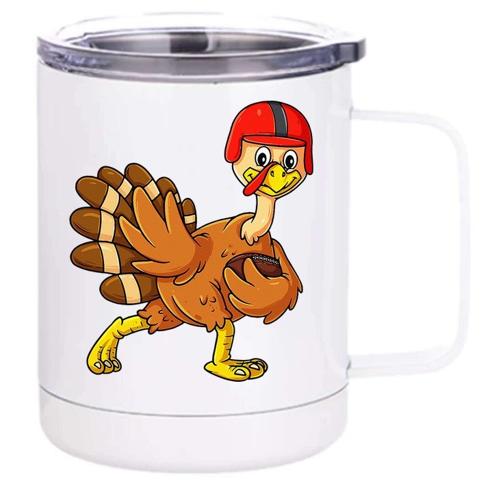 Thanksgiving Turkey Football Player Trophy Award Pose Front & Back 12oz Stainless Steel Tumbler Cup