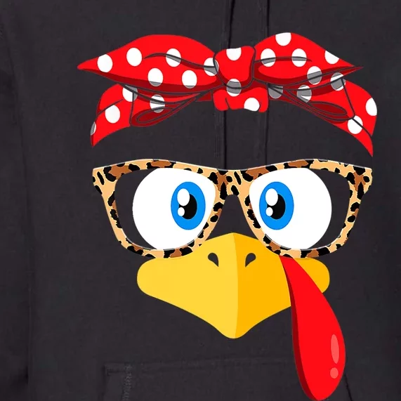 Thanksgiving Turkey Face Leopard Print Glasses Premium Hoodie