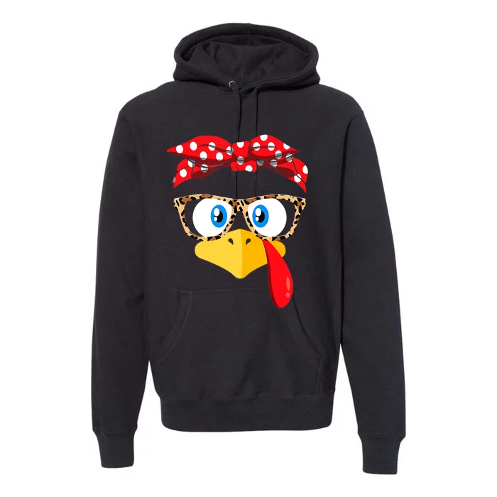 Thanksgiving Turkey Face Leopard Print Glasses Premium Hoodie