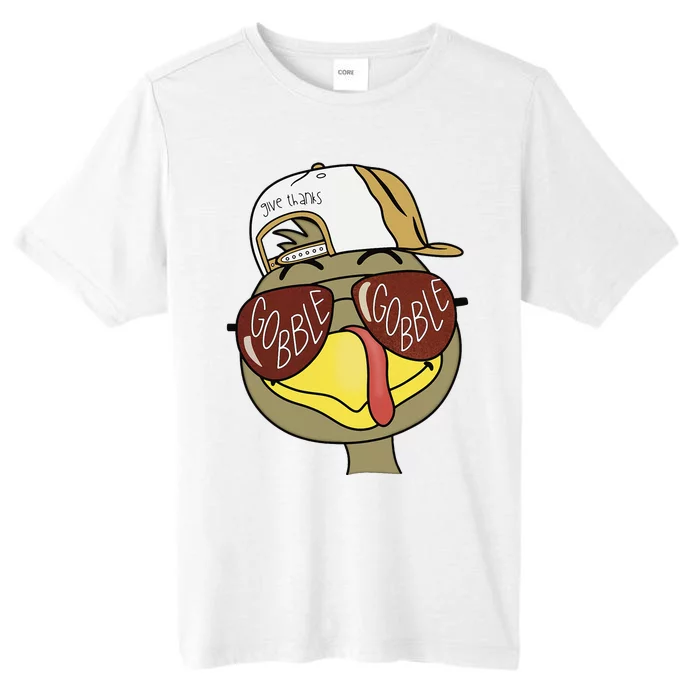 Thanksgiving Turkey Face With Gobble Sunglasses & Cap ChromaSoft Performance T-Shirt