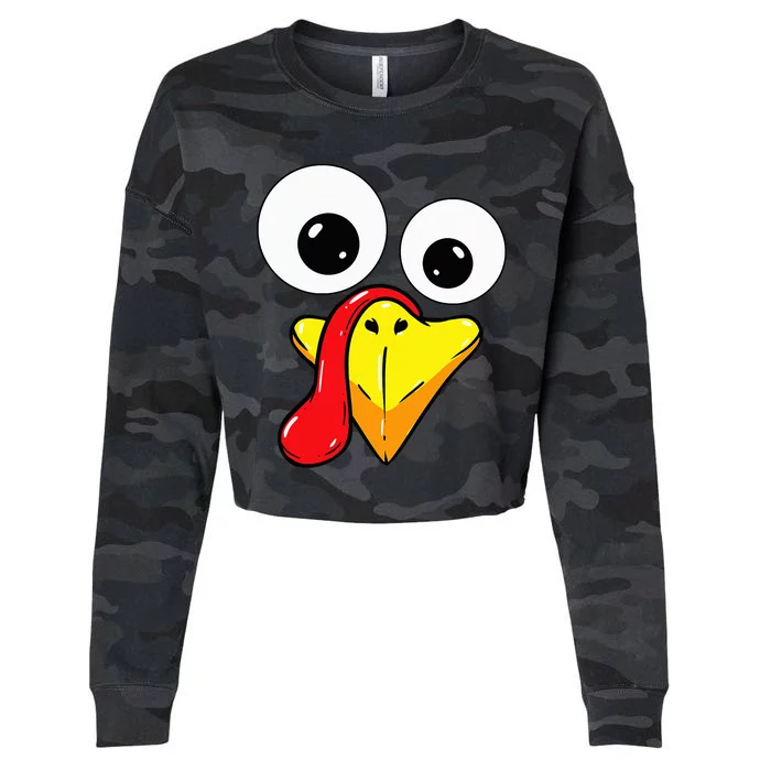 Thanksgiving Turkey Face Matching Family Costume Cropped Pullover Crew