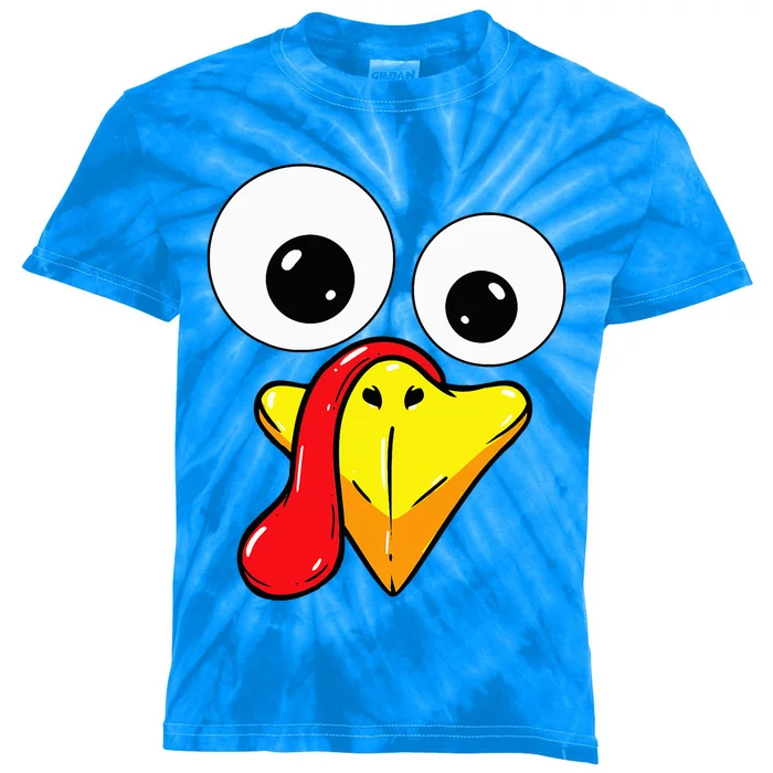 Thanksgiving Turkey Face Matching Family Costume Kids Tie-Dye T-Shirt