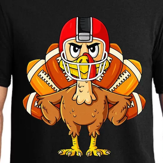 Thanksgiving Turkey Football Player Funny Pajama Set