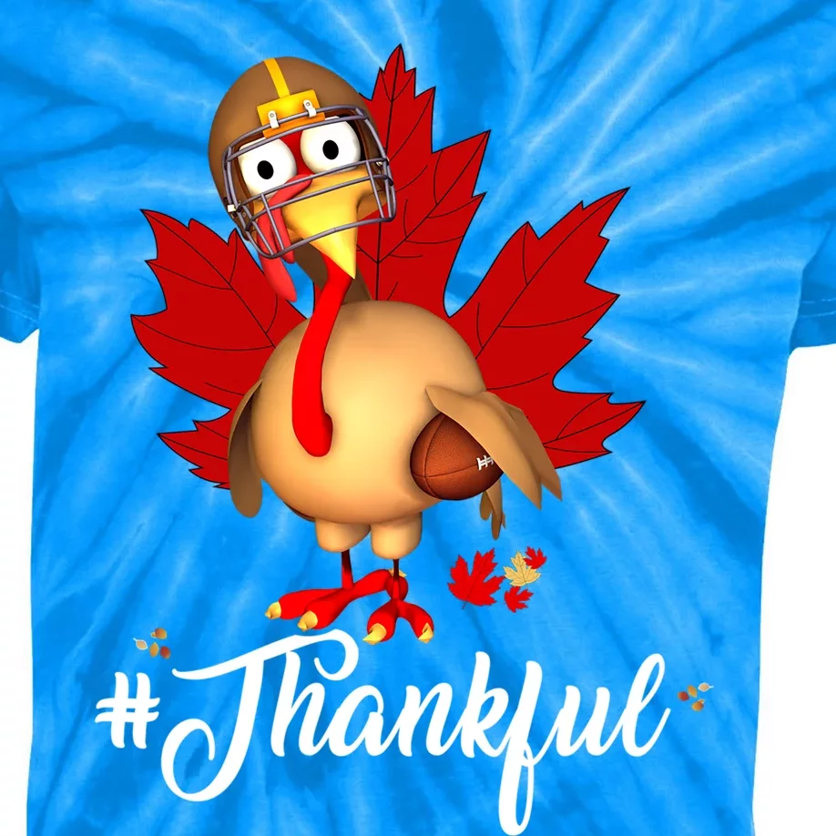 Thanksgiving Turkey Football Gobble Thankful Autumn Fall Gift Kids Tie-Dye T-Shirt