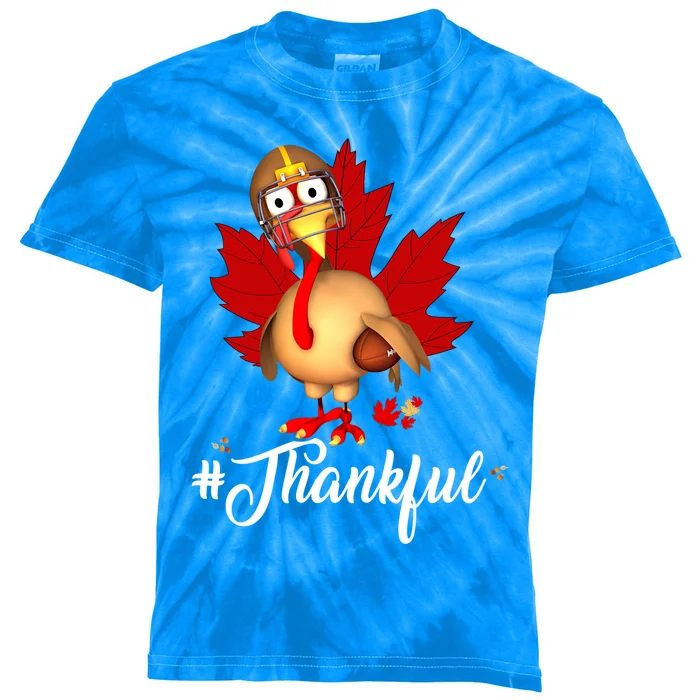 Thanksgiving Turkey Football Gobble Thankful Autumn Fall Gift Kids Tie-Dye T-Shirt