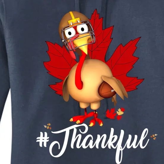 Thanksgiving Turkey Football Gobble Thankful Autumn Fall Gift Women's Pullover Hoodie