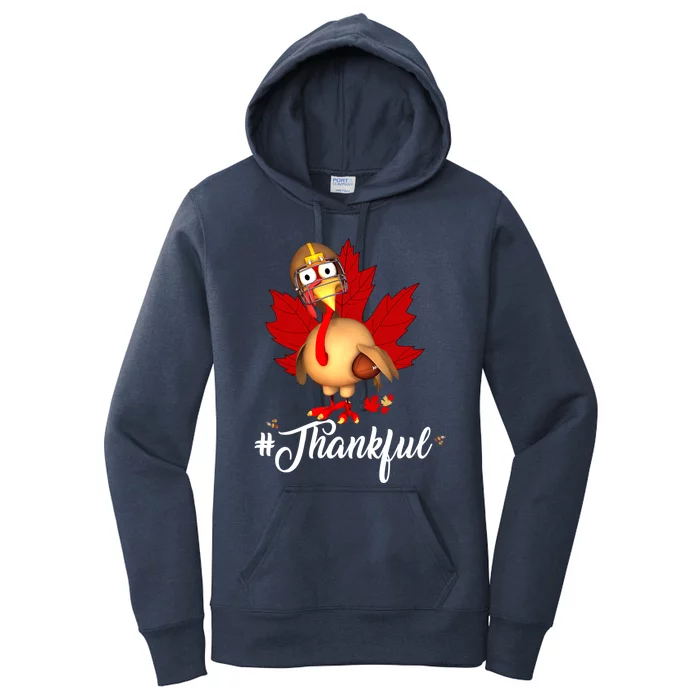 Thanksgiving Turkey Football Gobble Thankful Autumn Fall Gift Women's Pullover Hoodie