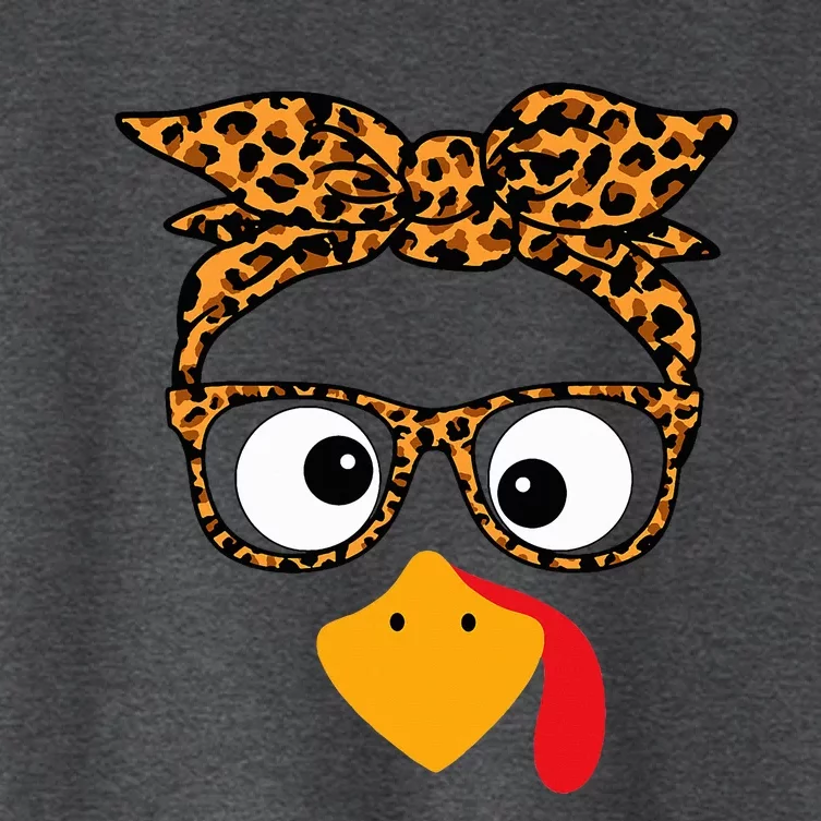 Thanksgiving Turkey Face Leopard Print Glasses Autumn Fall Women's Crop Top Tee