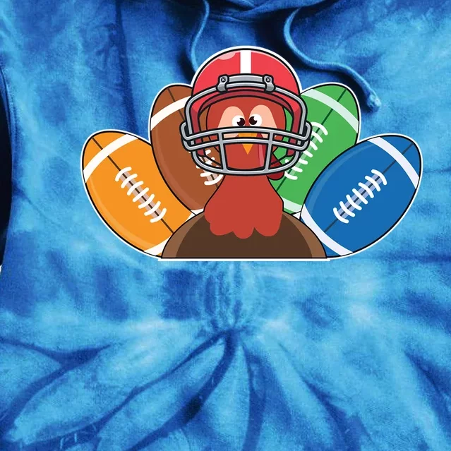 Thanksgiving Turkey Football Lover Turkey Day Football Cute Gift Tie Dye Hoodie