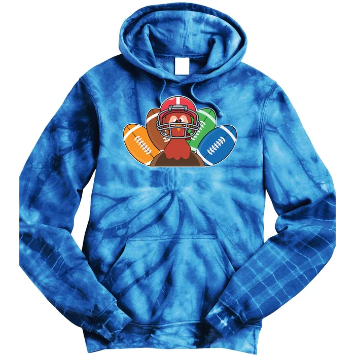 Thanksgiving Turkey Football Lover Turkey Day Football Cute Gift Tie Dye Hoodie