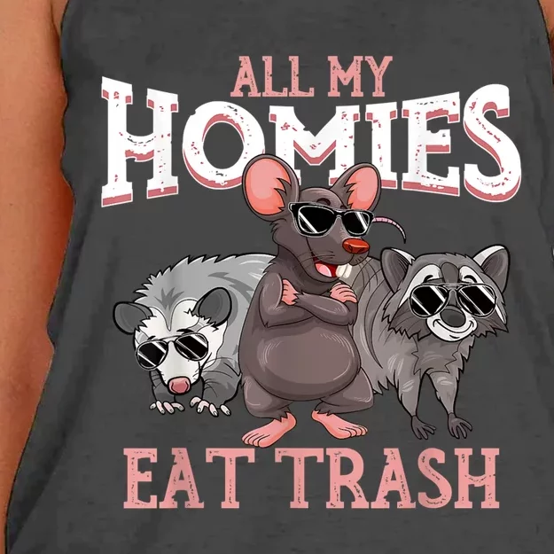 Team Trash Funny Opossum Raccoon Rat Garbage Gang Gift Women's Knotted Racerback Tank