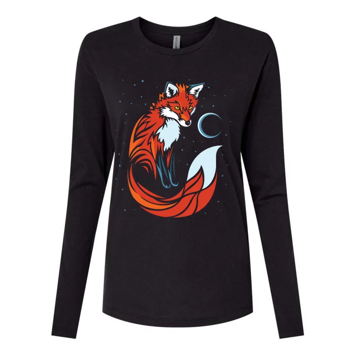 Tribal Tail Fox Raphic Design Womens Cotton Relaxed Long Sleeve T-Shirt