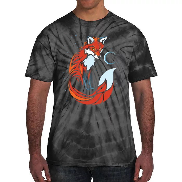 Tribal Tail Fox Raphic Design Tie-Dye T-Shirt