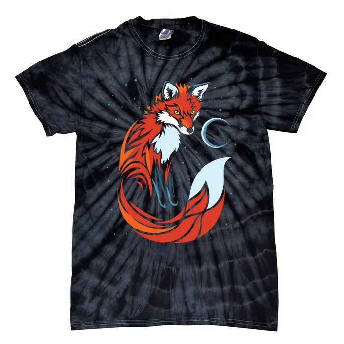 Tribal Tail Fox Raphic Design Tie-Dye T-Shirt