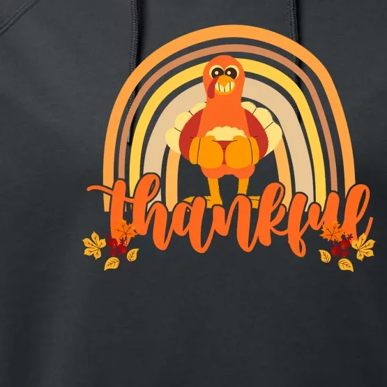 Thankful Turkey Fall Rainbow Thanksgiving Performance Fleece Hoodie