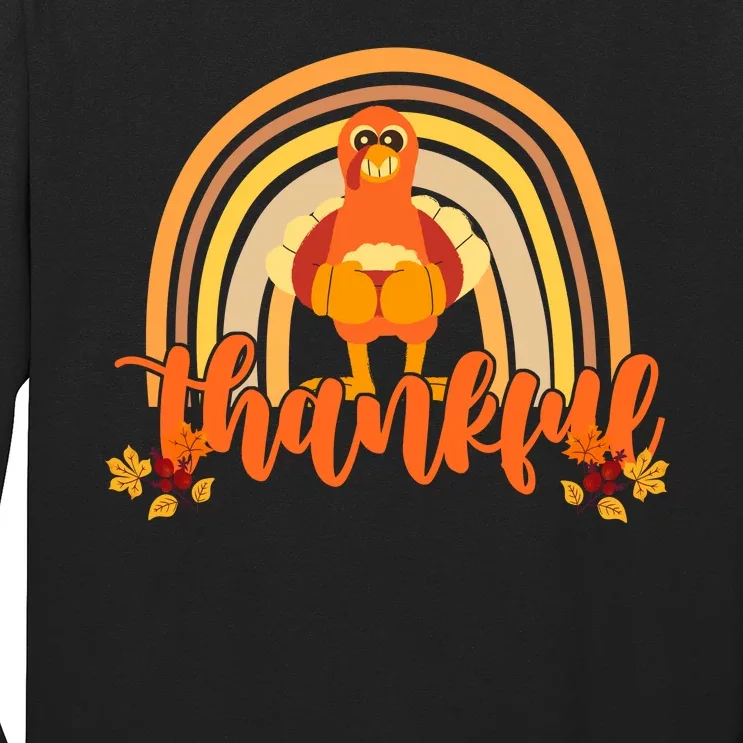 Thankful Turkey Fall Rainbow Thanksgiving Long Sleeve Shirt