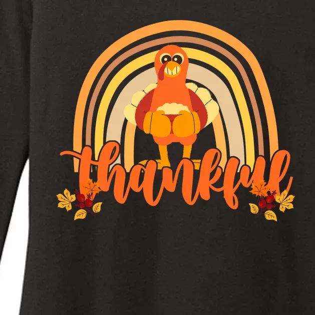 Thankful Turkey Fall Rainbow Thanksgiving Womens CVC Long Sleeve Shirt