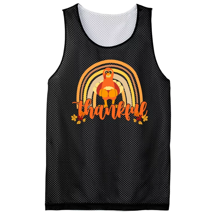 Thankful Turkey Fall Rainbow Thanksgiving Mesh Reversible Basketball Jersey Tank