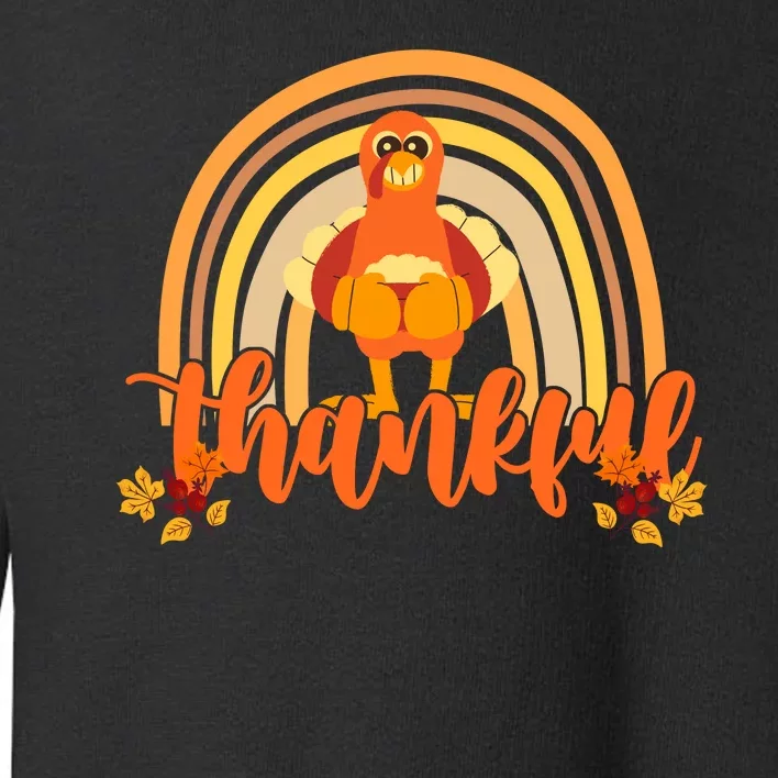 Thankful Turkey Fall Rainbow Thanksgiving Toddler Sweatshirt