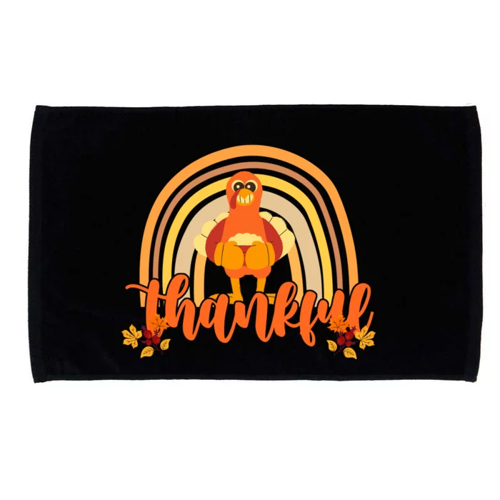 Thankful Turkey Fall Rainbow Thanksgiving Microfiber Hand Towel