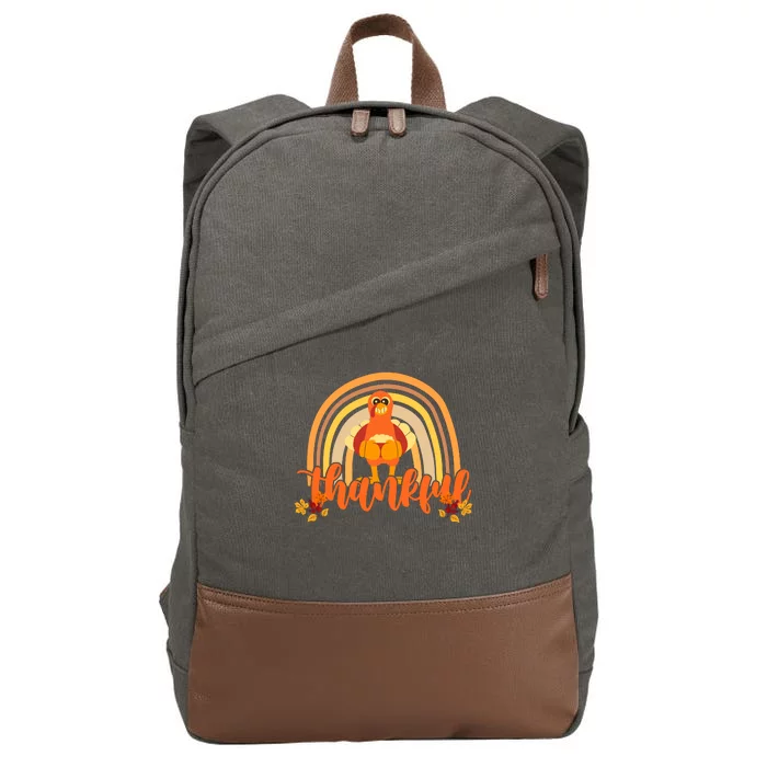 Thankful Turkey Fall Rainbow Thanksgiving Cotton Canvas Backpack