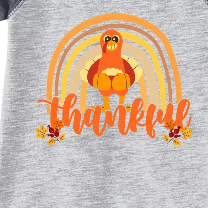 Thankful Turkey Fall Rainbow Thanksgiving Infant Baby Jersey Bodysuit