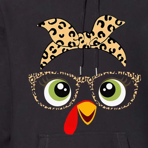 Thanksgiving Turkey Face Leopard Print Glasses Premium Hoodie