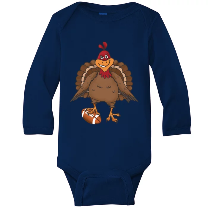 Thanksgiving Turkey Football Great Gift Baby Long Sleeve Bodysuit