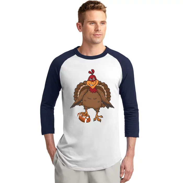 Thanksgiving Turkey Football Great Gift Baseball Sleeve Shirt