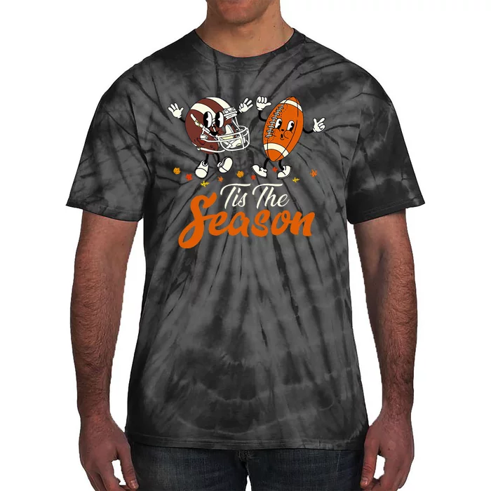 Tis The Fall Season Football Game Day Groovy Thanksgiving Tie-Dye T-Shirt