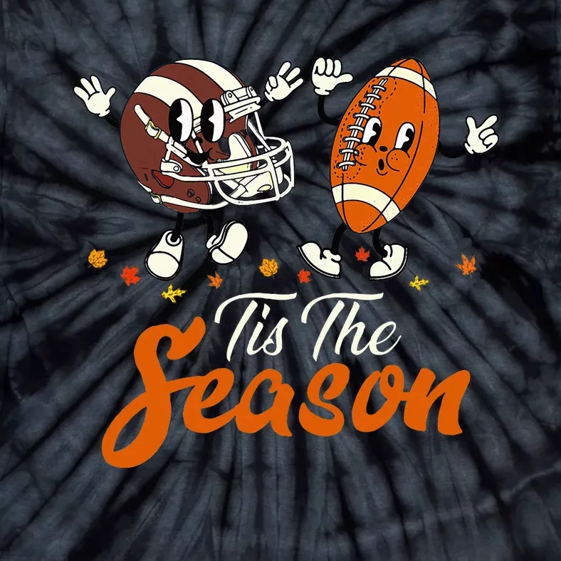 Tis The Fall Season Football Game Day Groovy Thanksgiving Tie-Dye T-Shirt