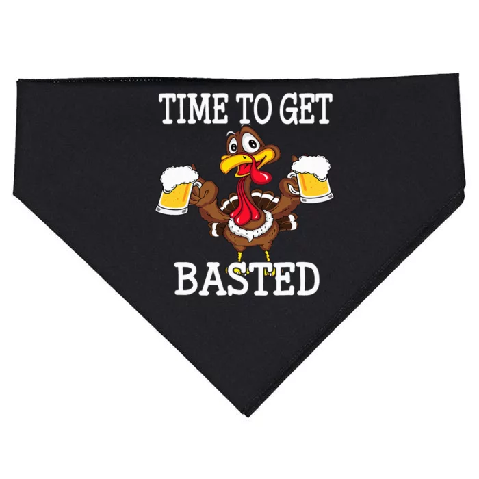 Thanksgiving Turkey Funny Time To Get Basted Beer USA-Made Doggie Bandana