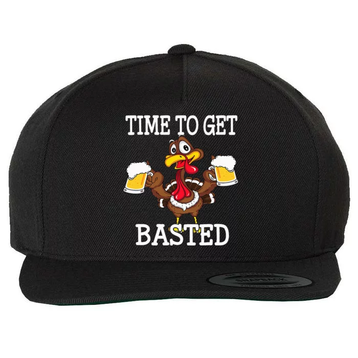 Thanksgiving Turkey Funny Time To Get Basted Beer Wool Snapback Cap