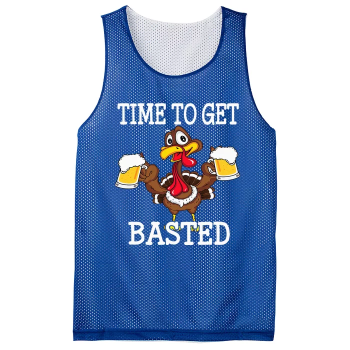 Thanksgiving Turkey Funny Time To Get Basted Beer Mesh Reversible Basketball Jersey Tank