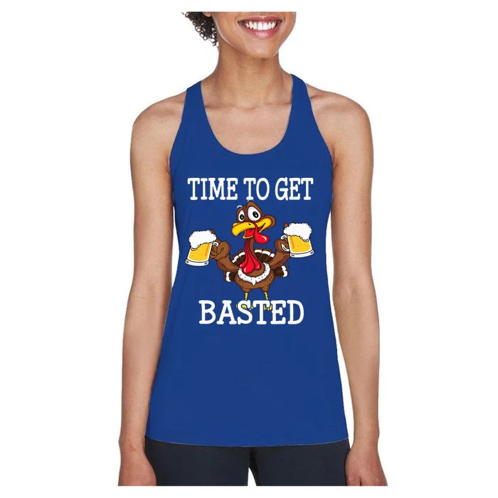 Thanksgiving Turkey Funny Time To Get Basted Beer Women's Racerback Tank